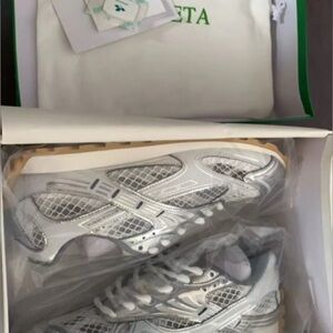 Bottega Veneta Metallic Silver Sneakers